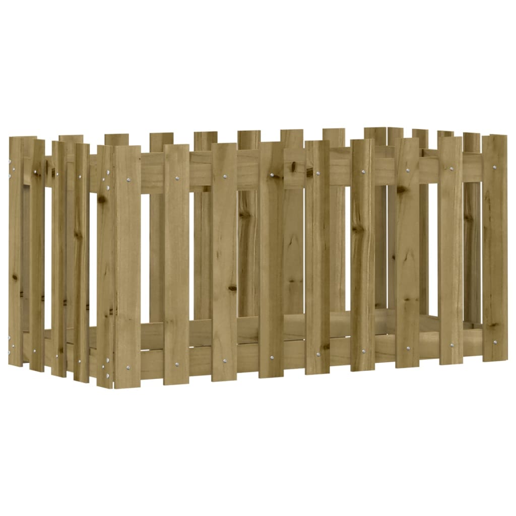Høybed med gjerdedesign 100x50x50 cm impregnert furu