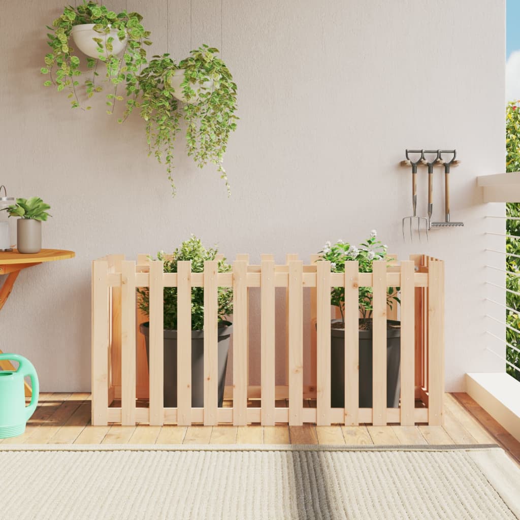 Høybed med gjerdedesign 150x50x70 cm heltre furu
