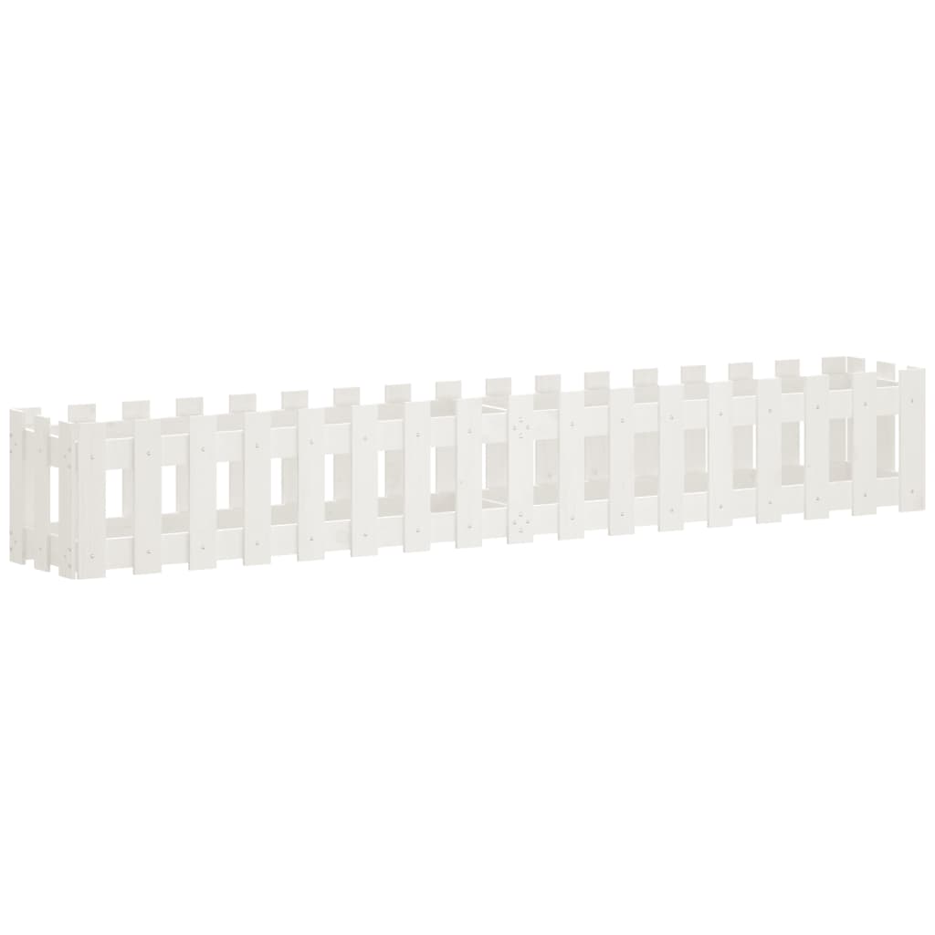 Høybed med gjerdedesign hvit 200x30x30 cm heltre furu