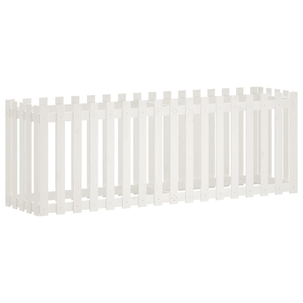 Høybed med gjerdedesign hvit 200x50x70 cm heltre furu