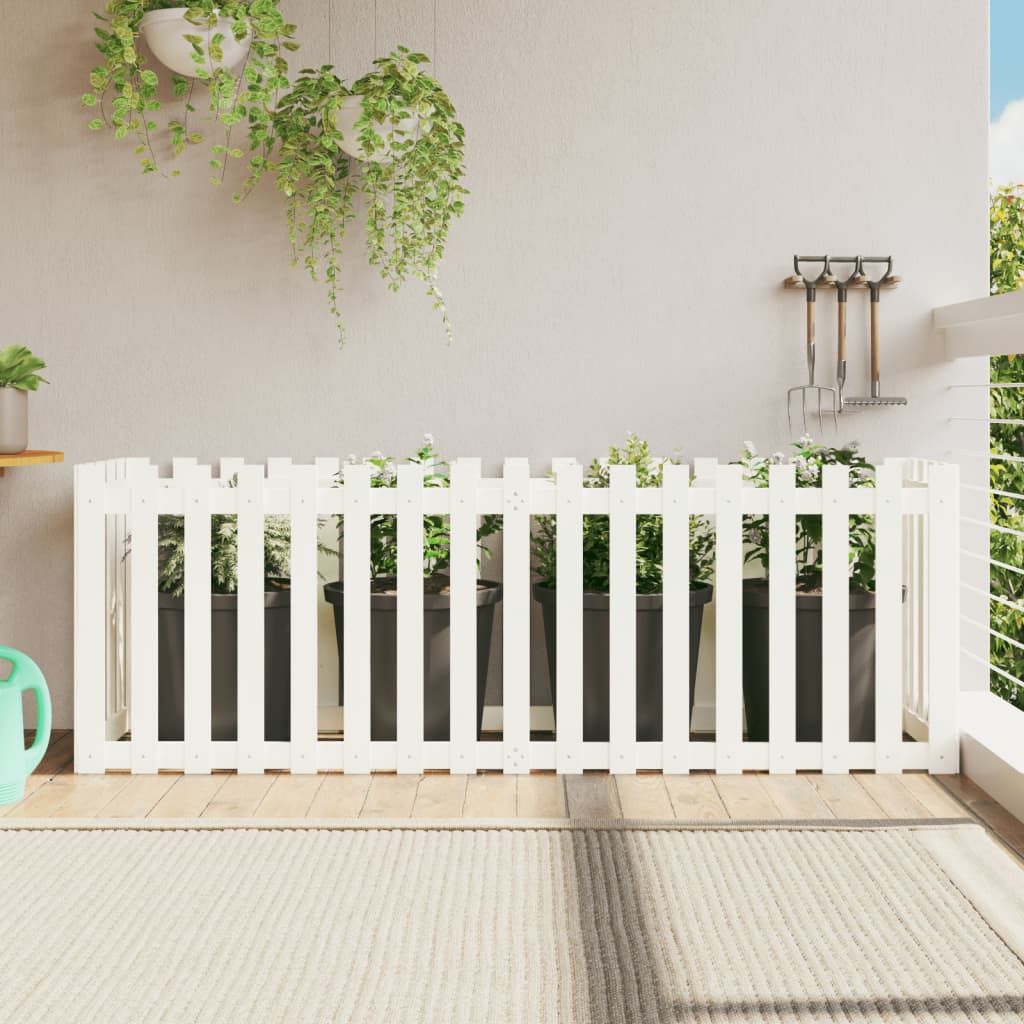 Høybed med gjerdedesign hvit 200x50x70 cm heltre furu