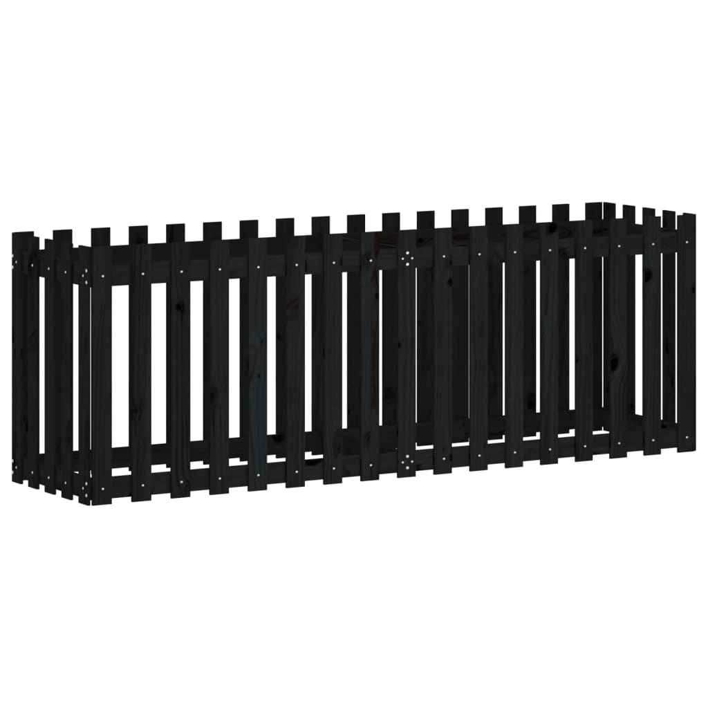 Høybed med gjerdedesign svart 200x50x70 cm heltre furu