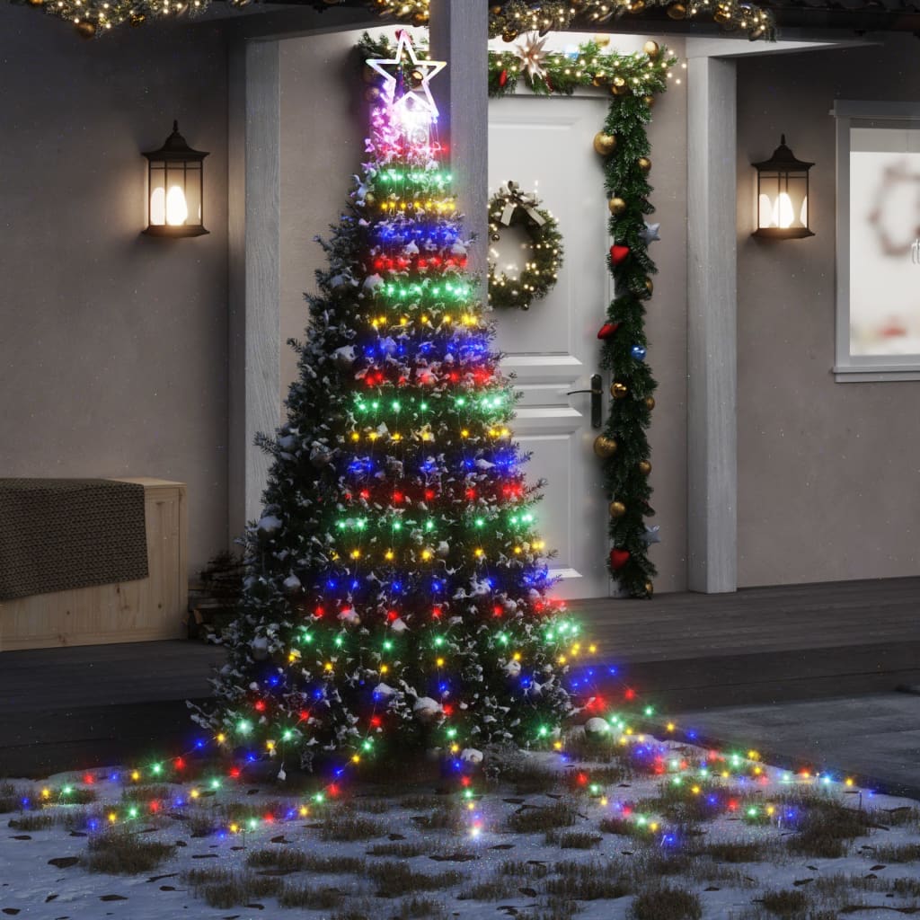 Juletrelys 320 LEDs fargerik 375 cm