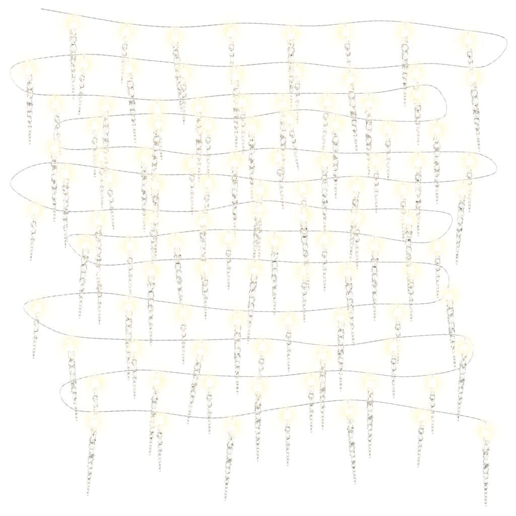 Istapplys til jul 100 LEDs varm hvit 10 m akryl PVC