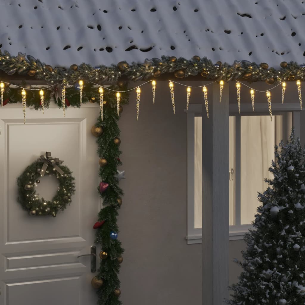 Istapplys til jul 100 LEDs varm hvit 10 m akryl PVC