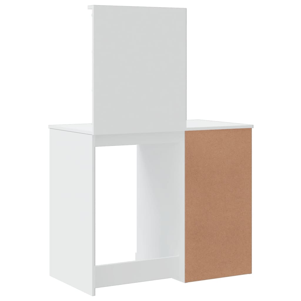 Sminkebord med LED-lys hvit 90x42x132,5 cm