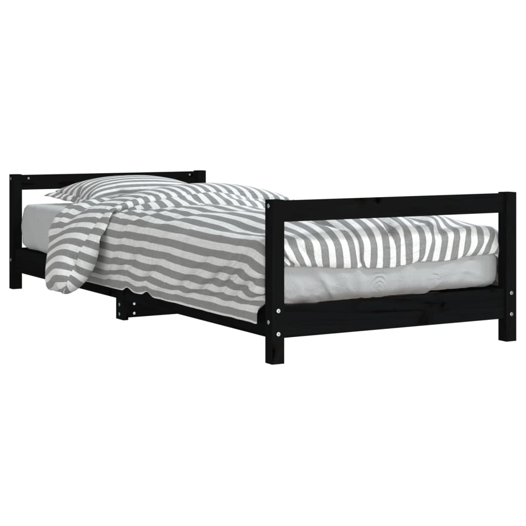 Barnesengeramme svart 90x200 cm heltre furu