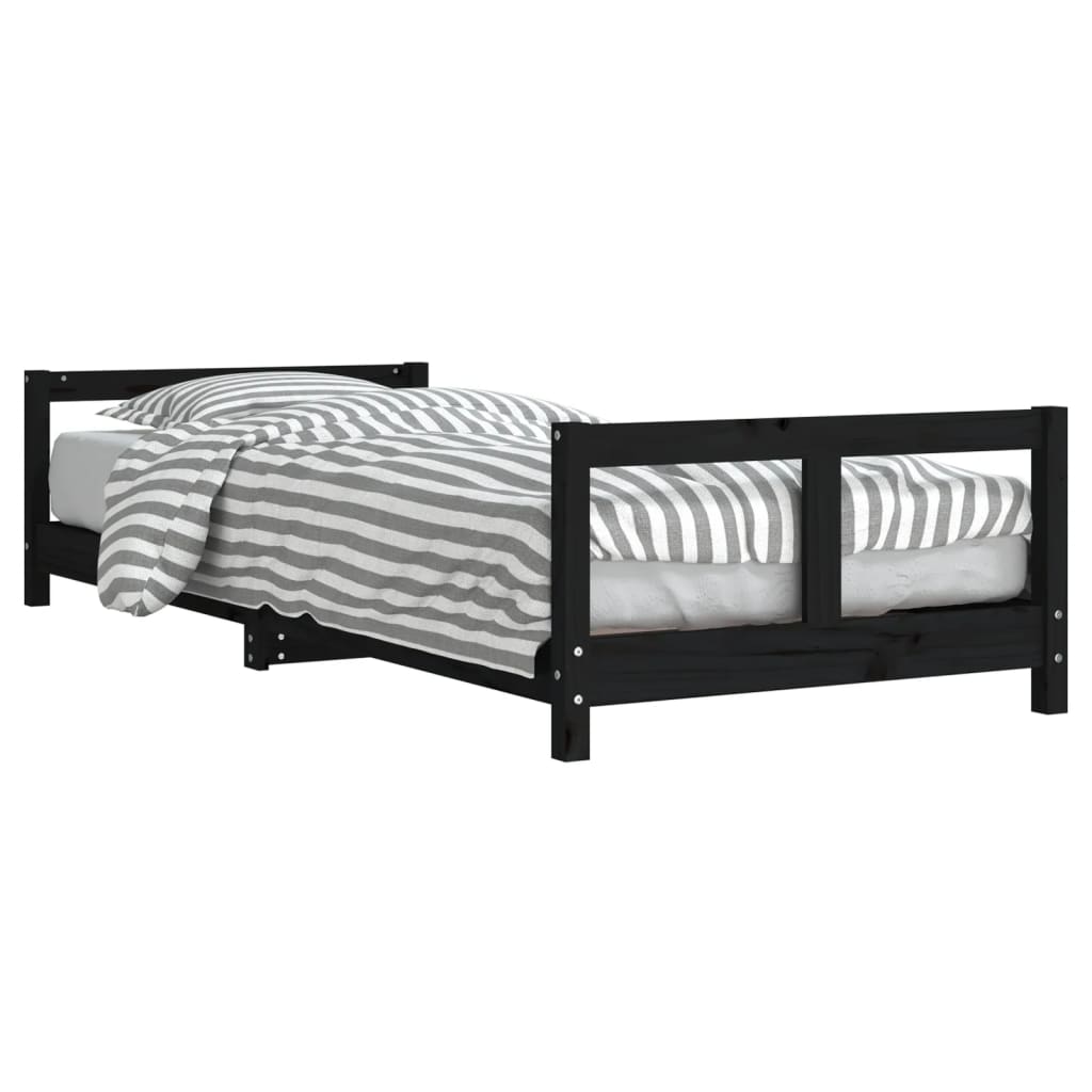 Barnesengeramme svart 80x200 cm heltre furu