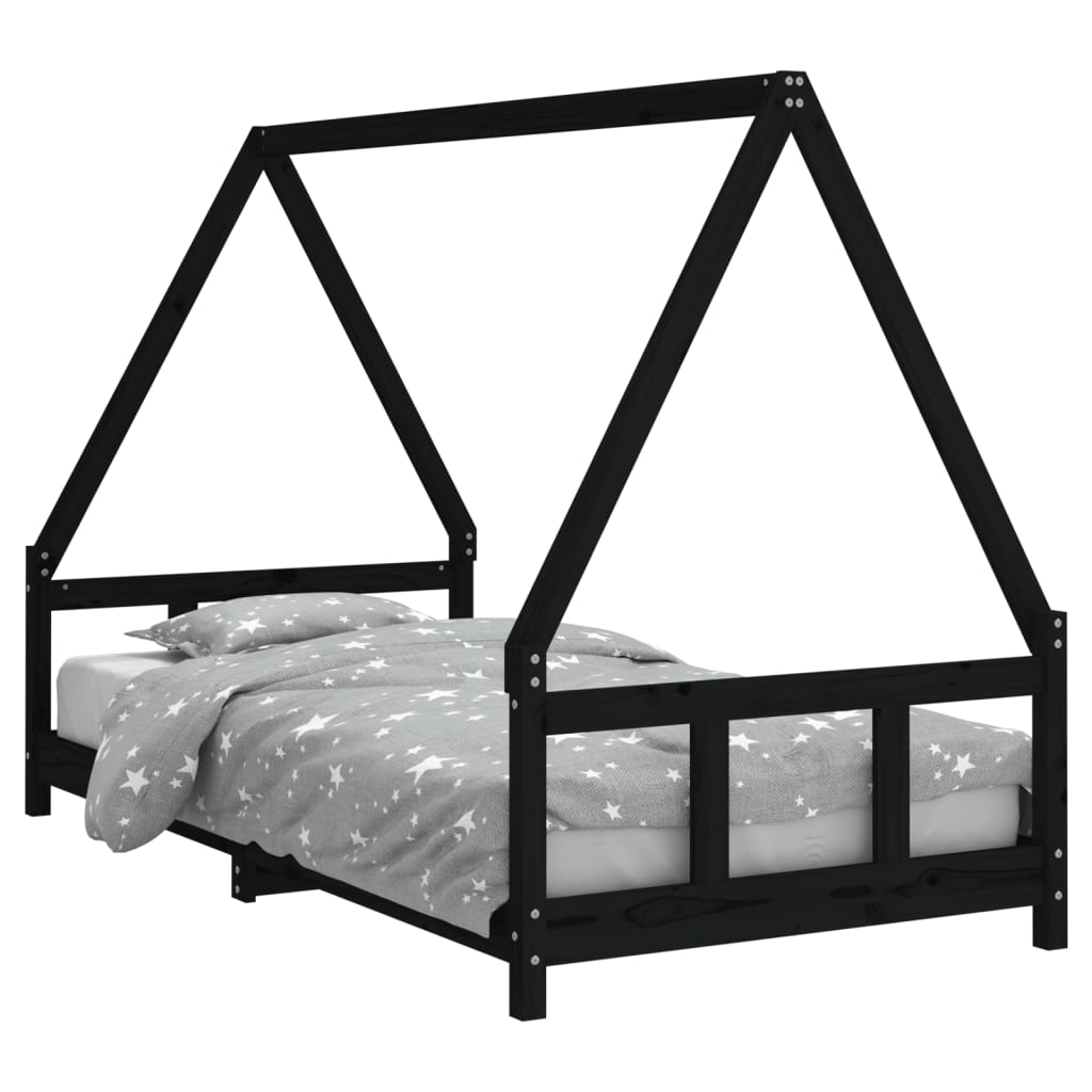 Barnesengeramme svart 90x190 cm heltre furu