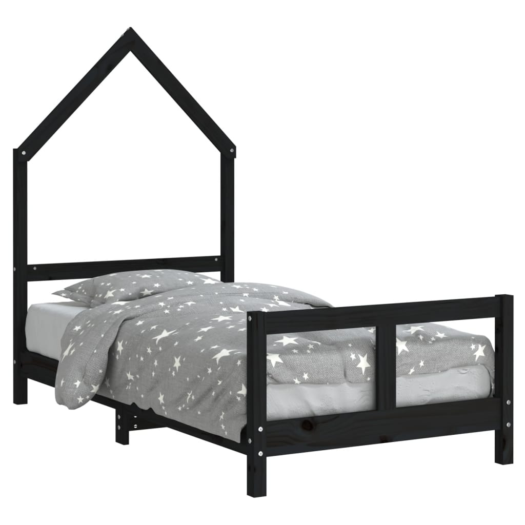 Barnesengeramme svart 80x160 cm heltre furu
