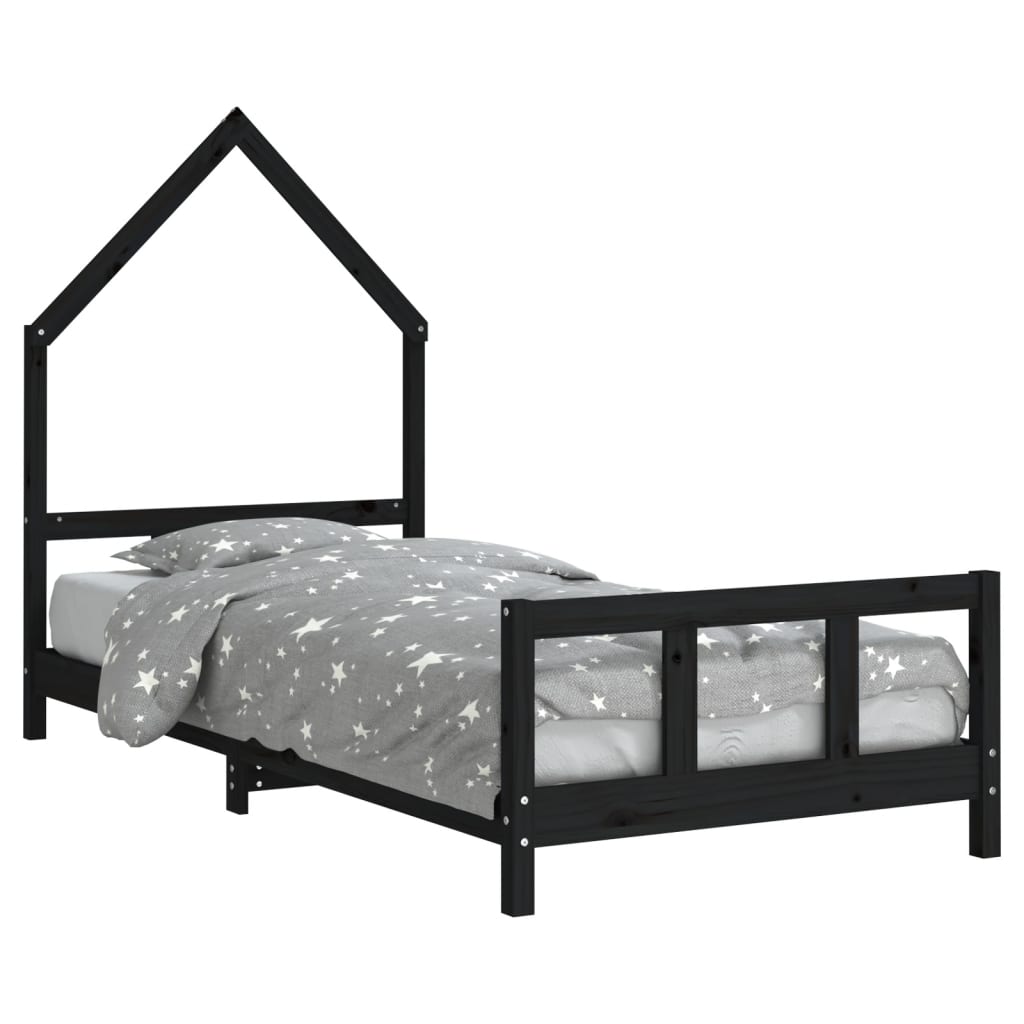 Barnesengeramme svart 90x190 cm heltre furu