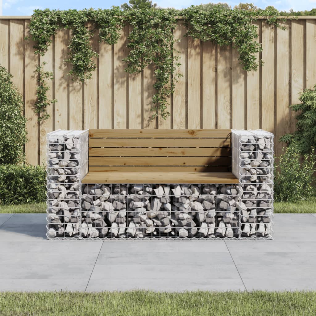 Hagebenk gabiondesign 143x71x65,5 cm impregnert furu