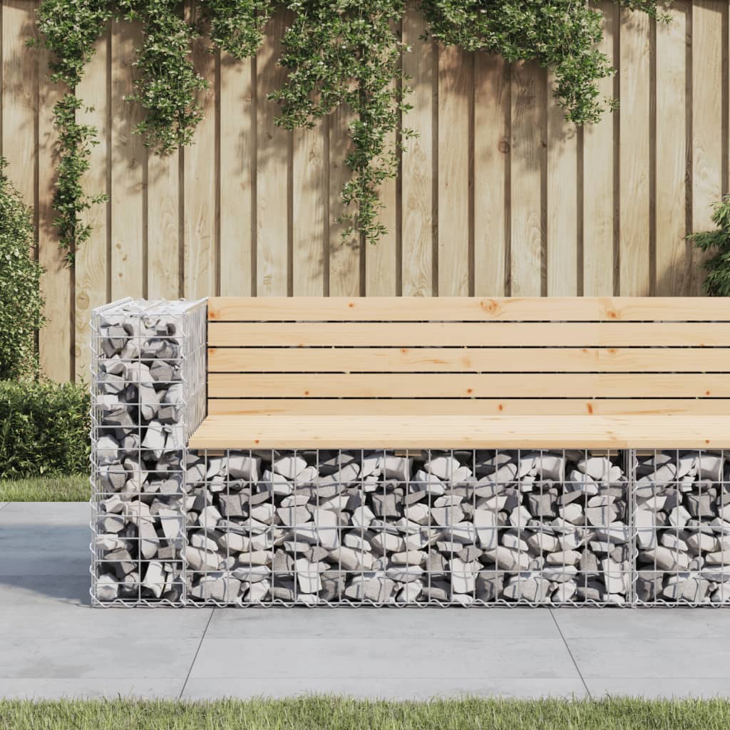 Hagebenk gabiondesign 122x71x65,5 cm heltre furu