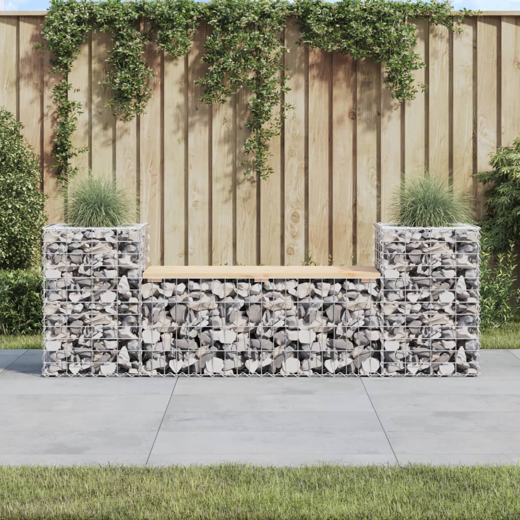 Hagebenk gabiondesign 183x41x60,5 cm heltre furu