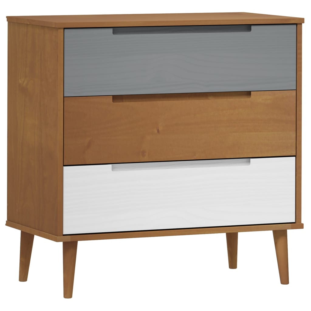 Kommode MOLDE brun 80x40x80 cm heltre furu
