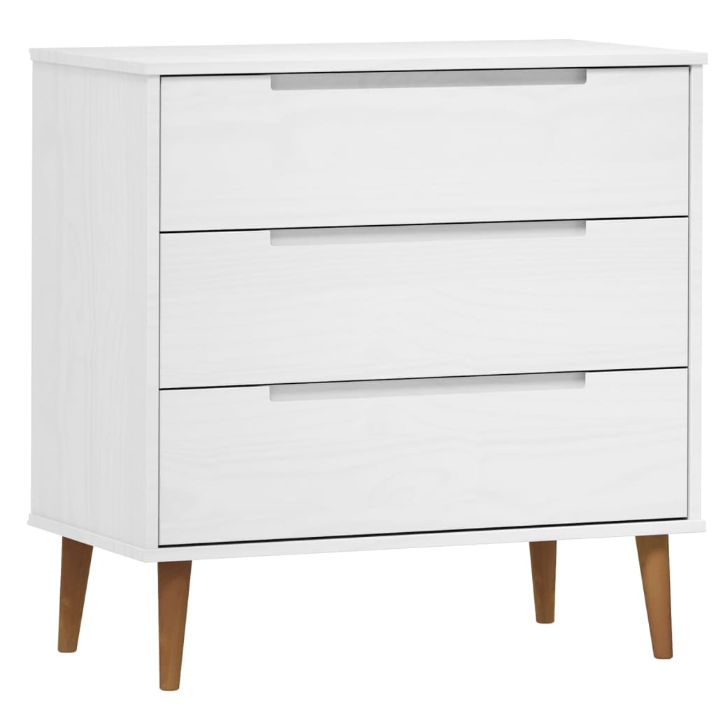 Kommode MOLDE hvit 80x40x80 cm heltre furu