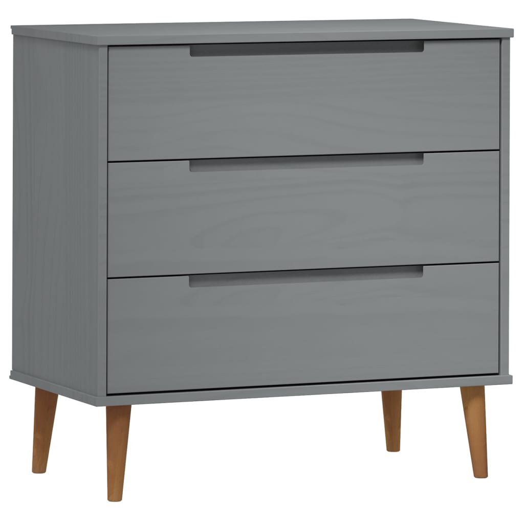 Kommode MOLDE grå 80x40x80 cm heltre furu