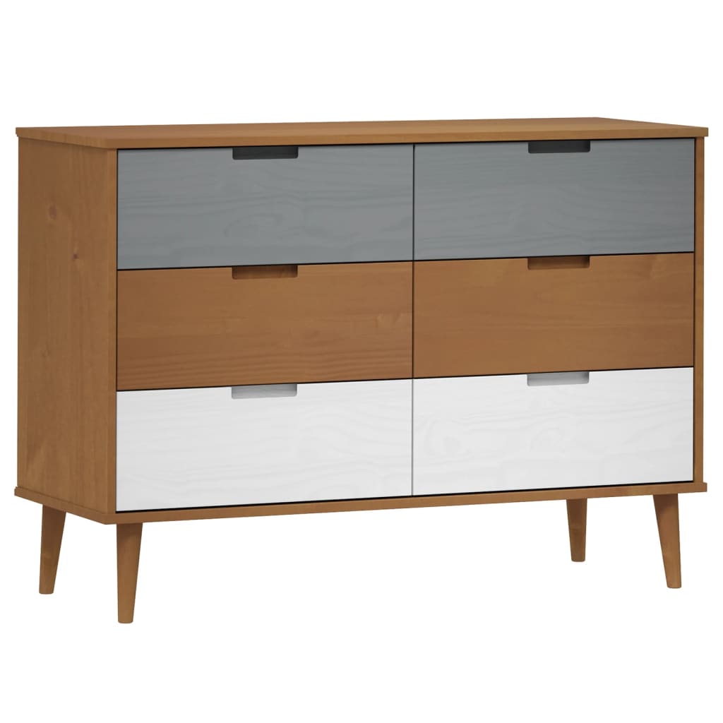 Kommode MOLDE brun 113x40x80 cm heltre furu