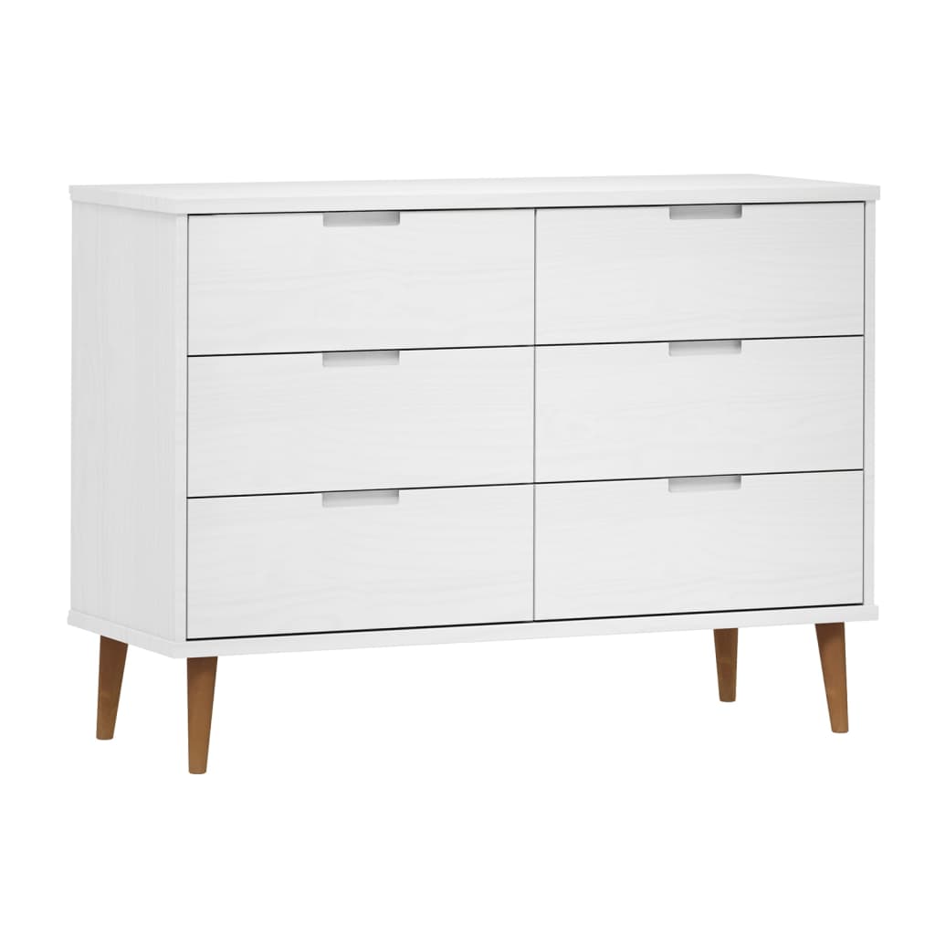 Kommode MOLDE hvit 113x40x80 cm heltre furu