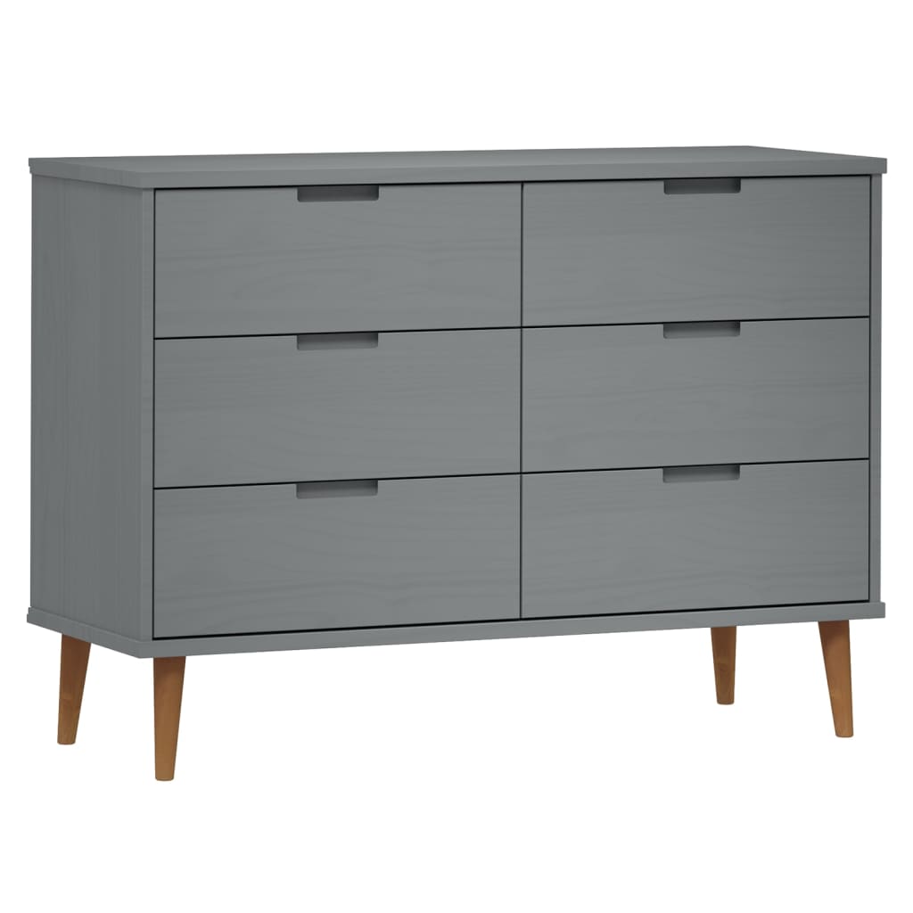 Kommode MOLDE grå 113x40x80 cm heltre furu