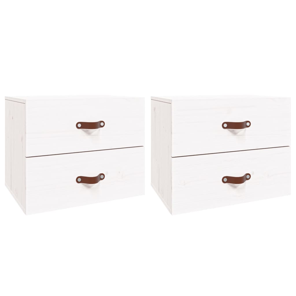 Veggmonterte nattbord 2 stk hvit 50x36x40 cm