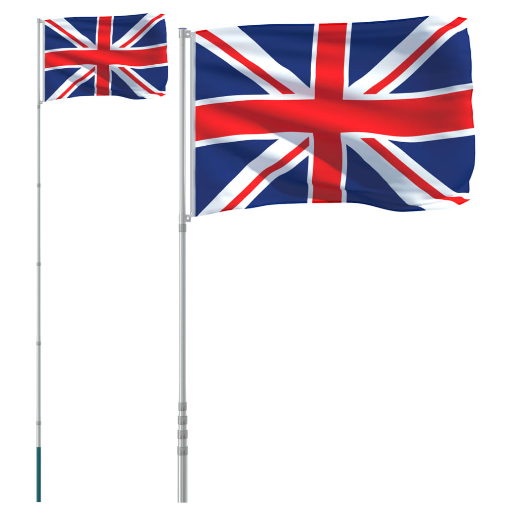 Britisk flagg og stang 5,55 m aluminium
