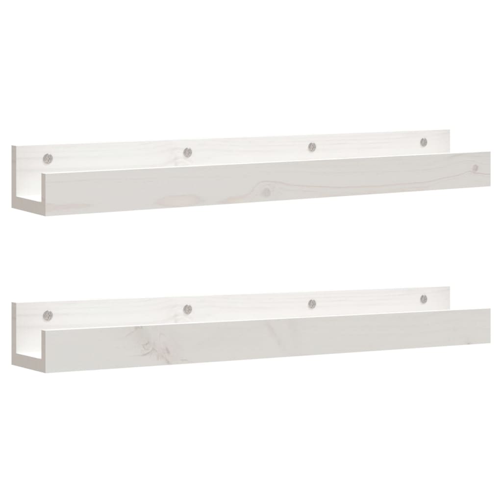 Vegghyller 2 stk hvit 80x12x9 cm heltre furu