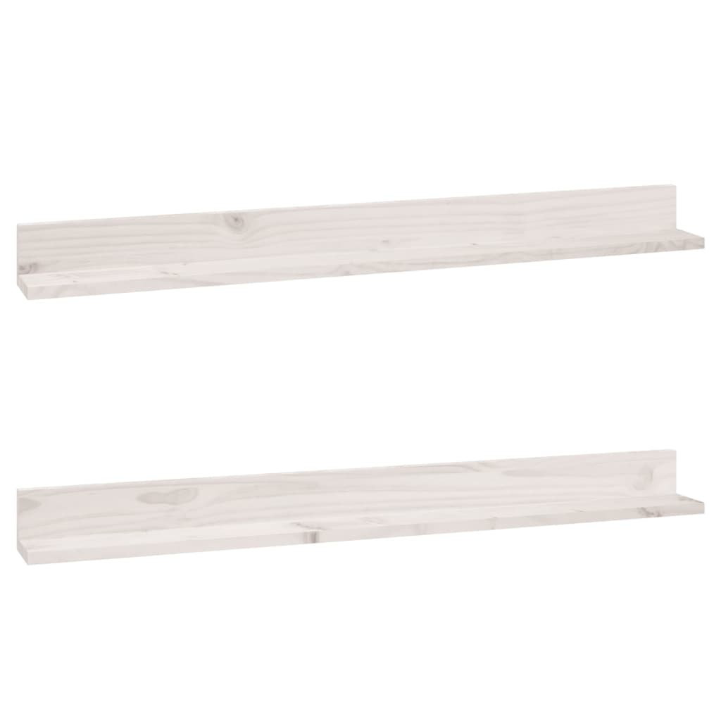 Vegghyller 2 stk hvit 110x11x9 cm heltre furu