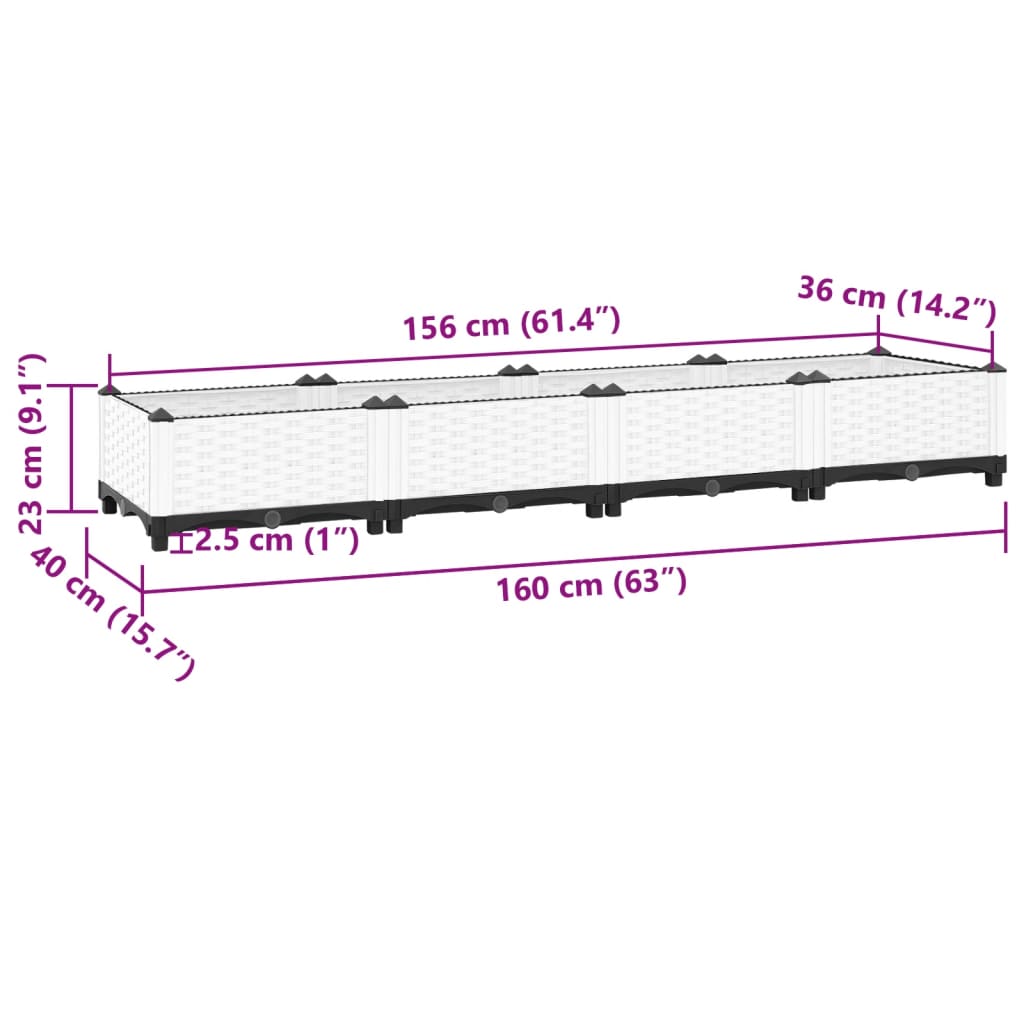 Høybed 160x40x23 cm polypropylen