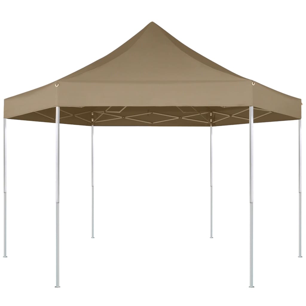 Popup partytelt sammenleggbart sekskantet gråbrun 220g/m²