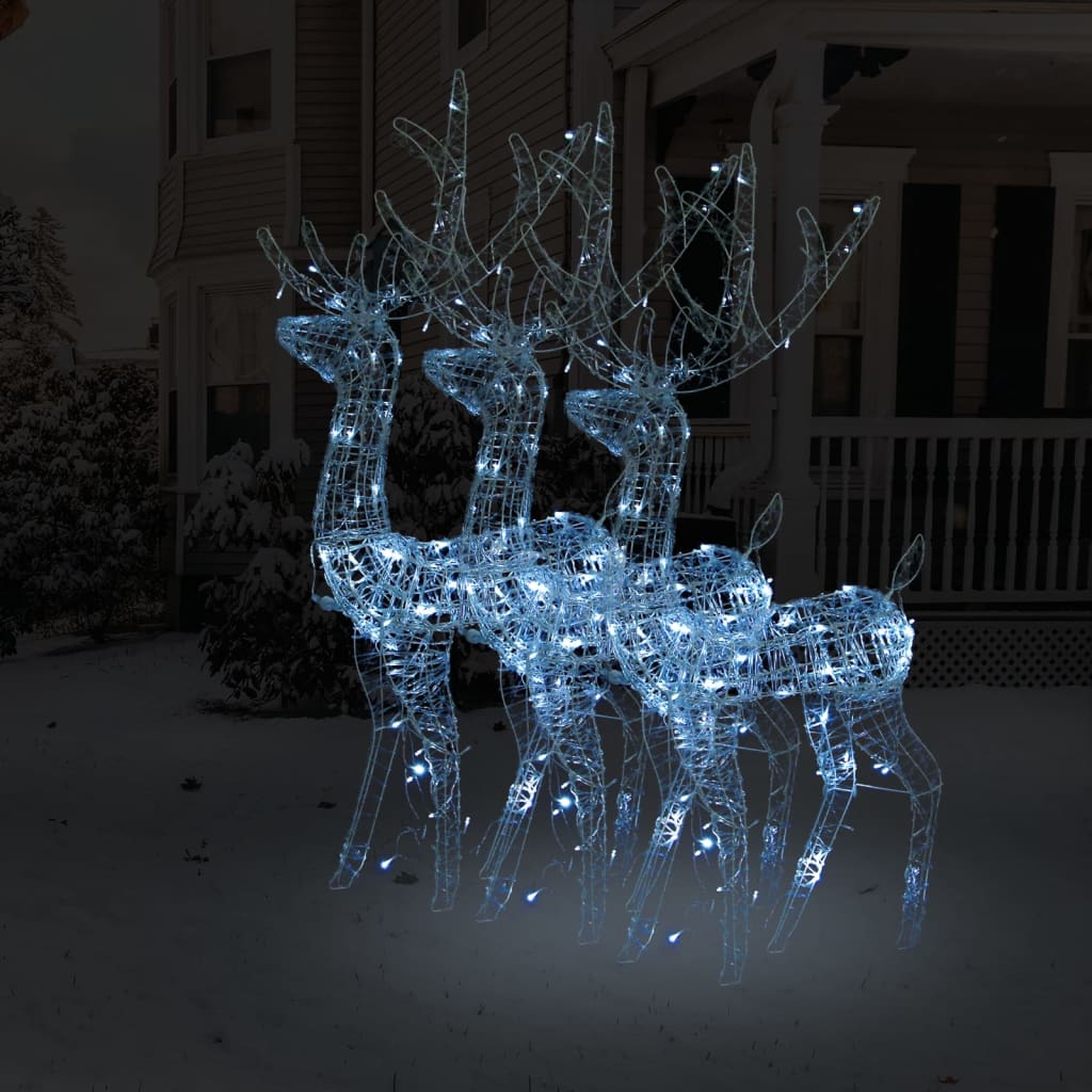 Julereinsdyr akryl 3 stk 120 cm kaldhvit