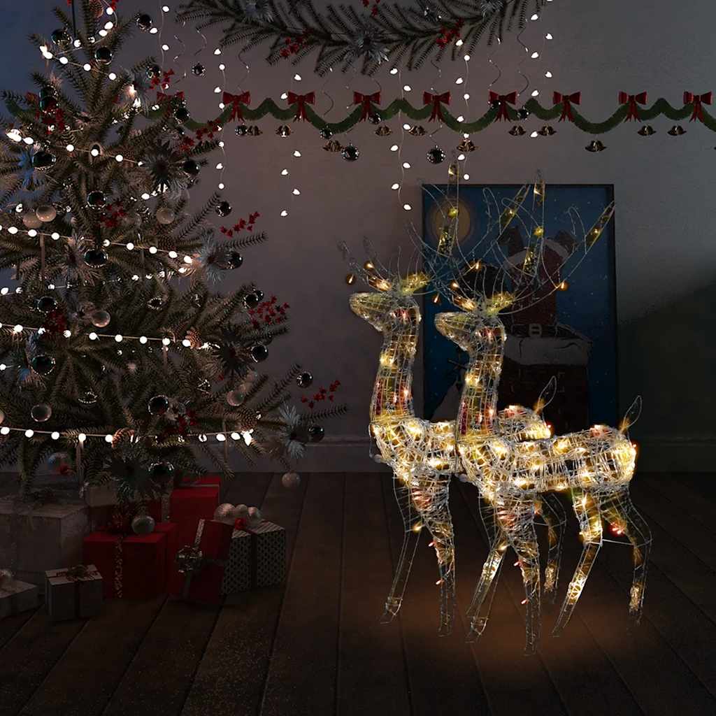 Reinsdyr julepynt 2 stk akryl 120 cm flerfarget