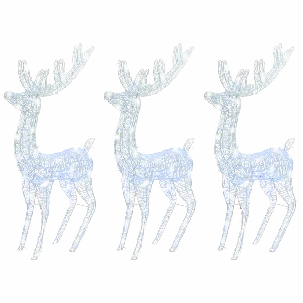 Julereinsdyr XXL akryl 250 LED 3 stk 180 cm kaldhvit