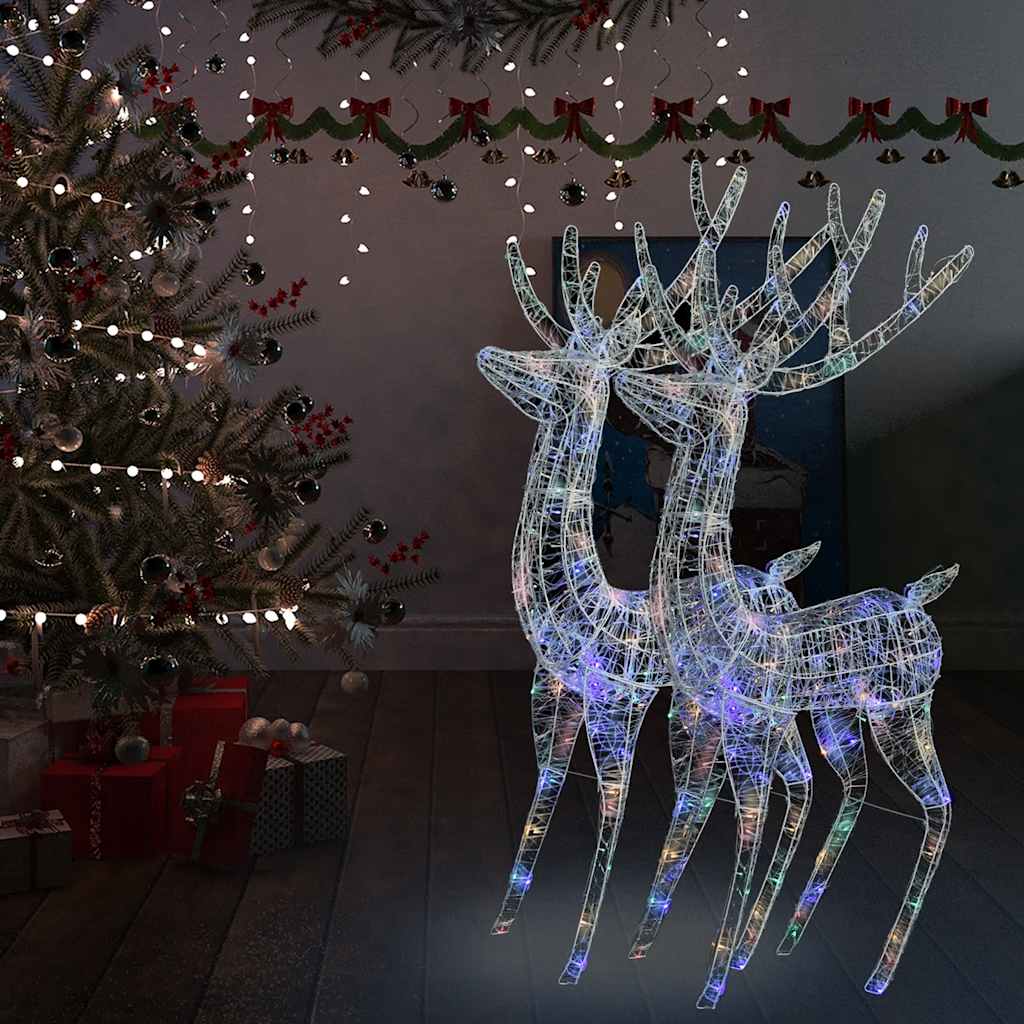 Julereinsdyr XXL akryl 250 LED 2 stk 180 cm flerfarget
