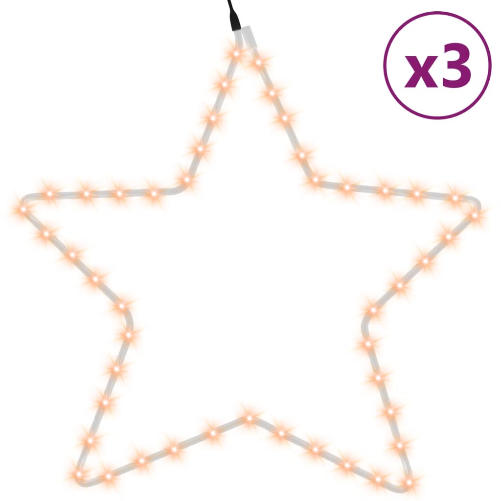Julestjernefigurer med 48 LED 3 stk varmhvit 56 cm