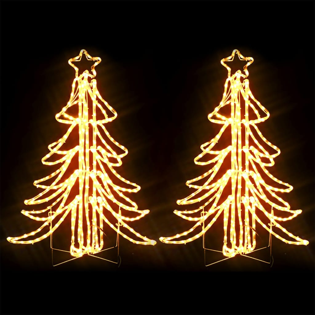 Sammenleggbare LED-juletrefigurer 2 stk varmhvit 87x87x93 cm