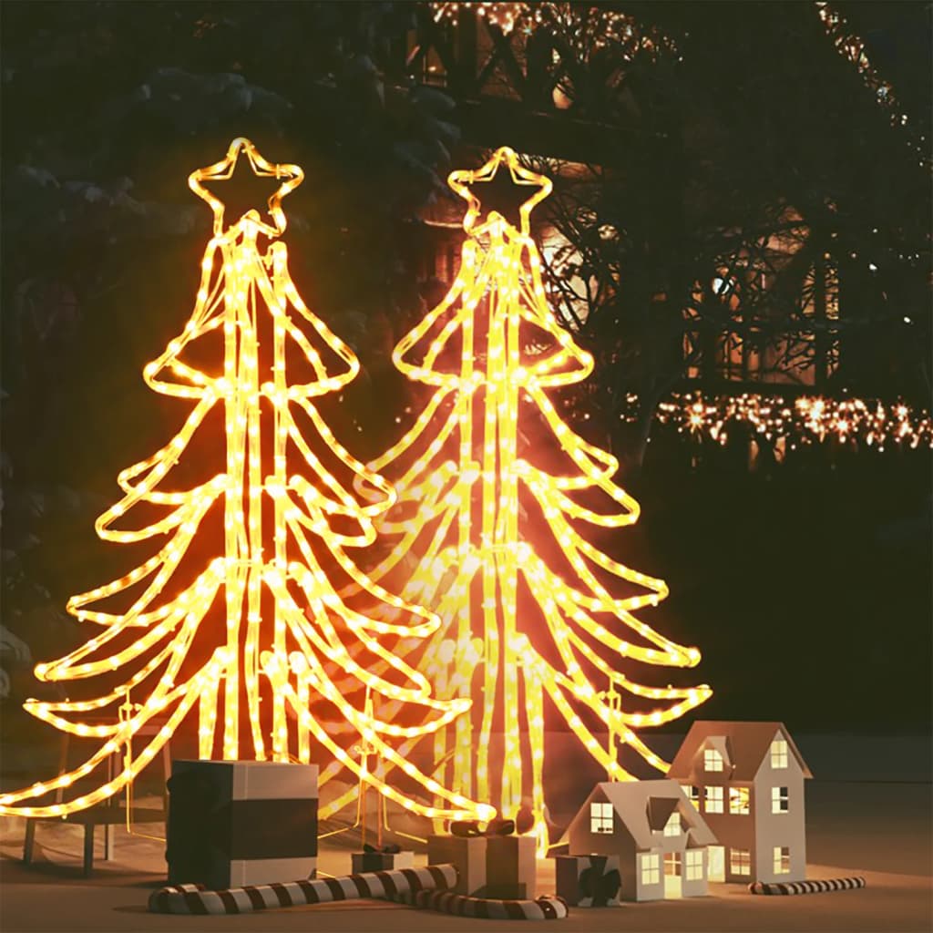 Sammenleggbare LED-juletrefigurer 2 stk varmhvit 87x87x93 cm