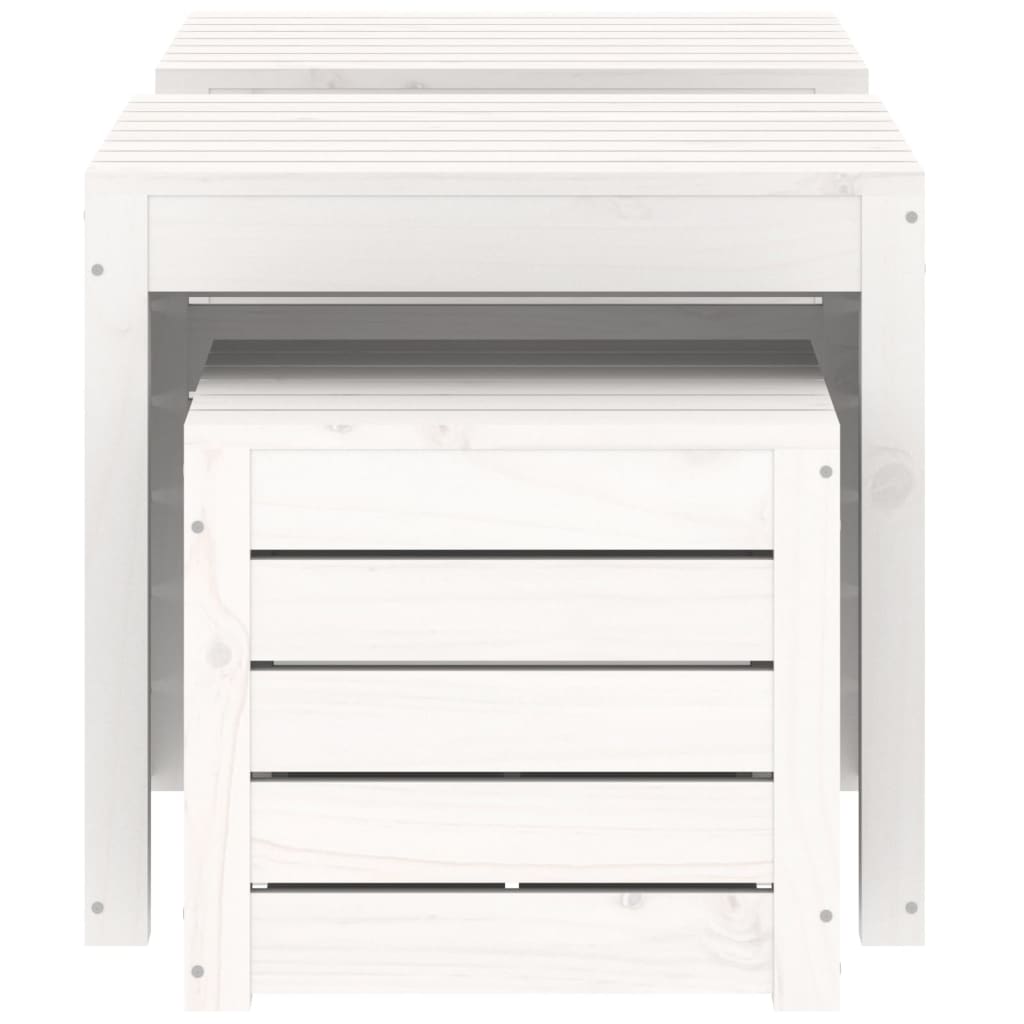 Hagekassesett hvit 3 deler heltre furu