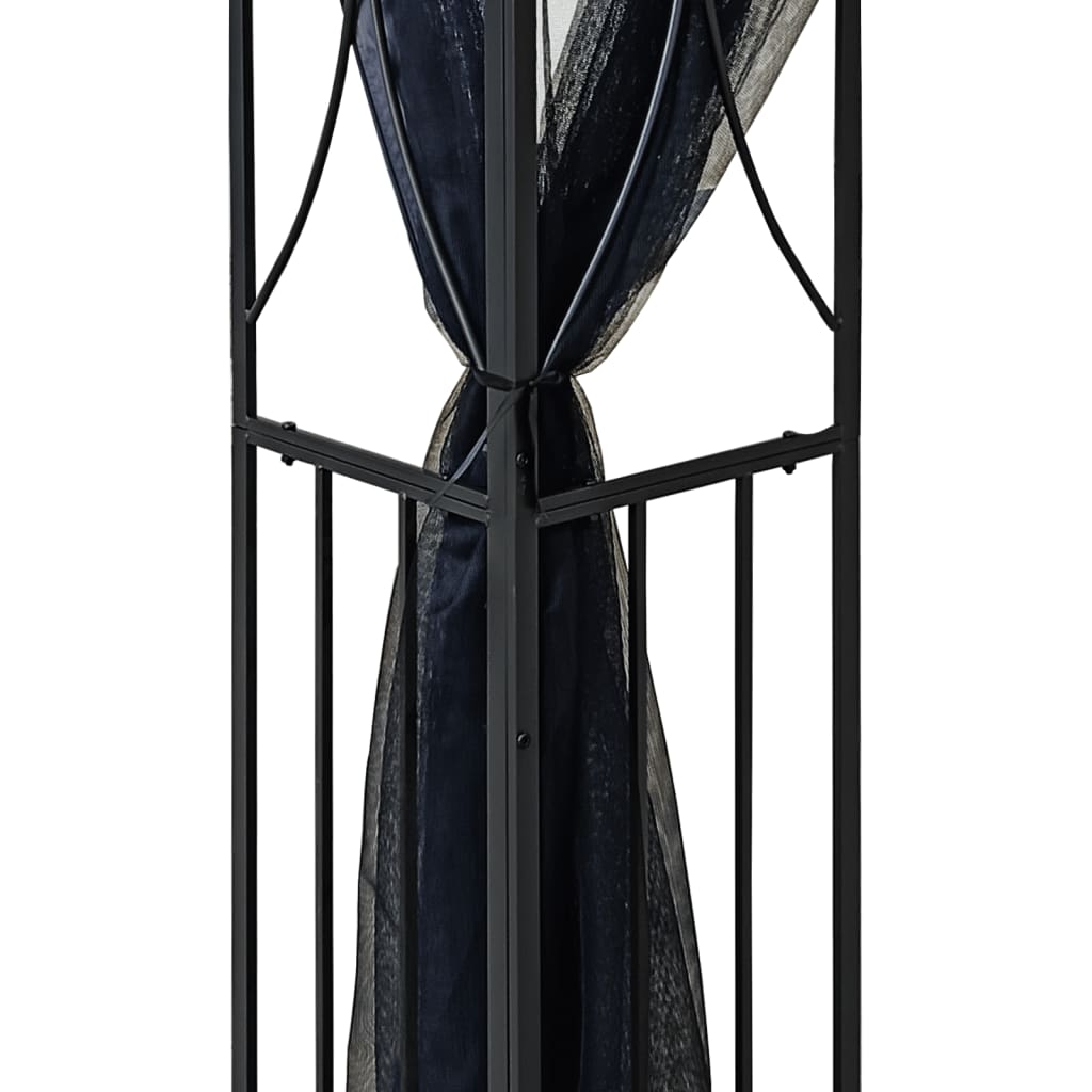 Paviljong med sidevegger antrasitt 400x300x270 cm stål