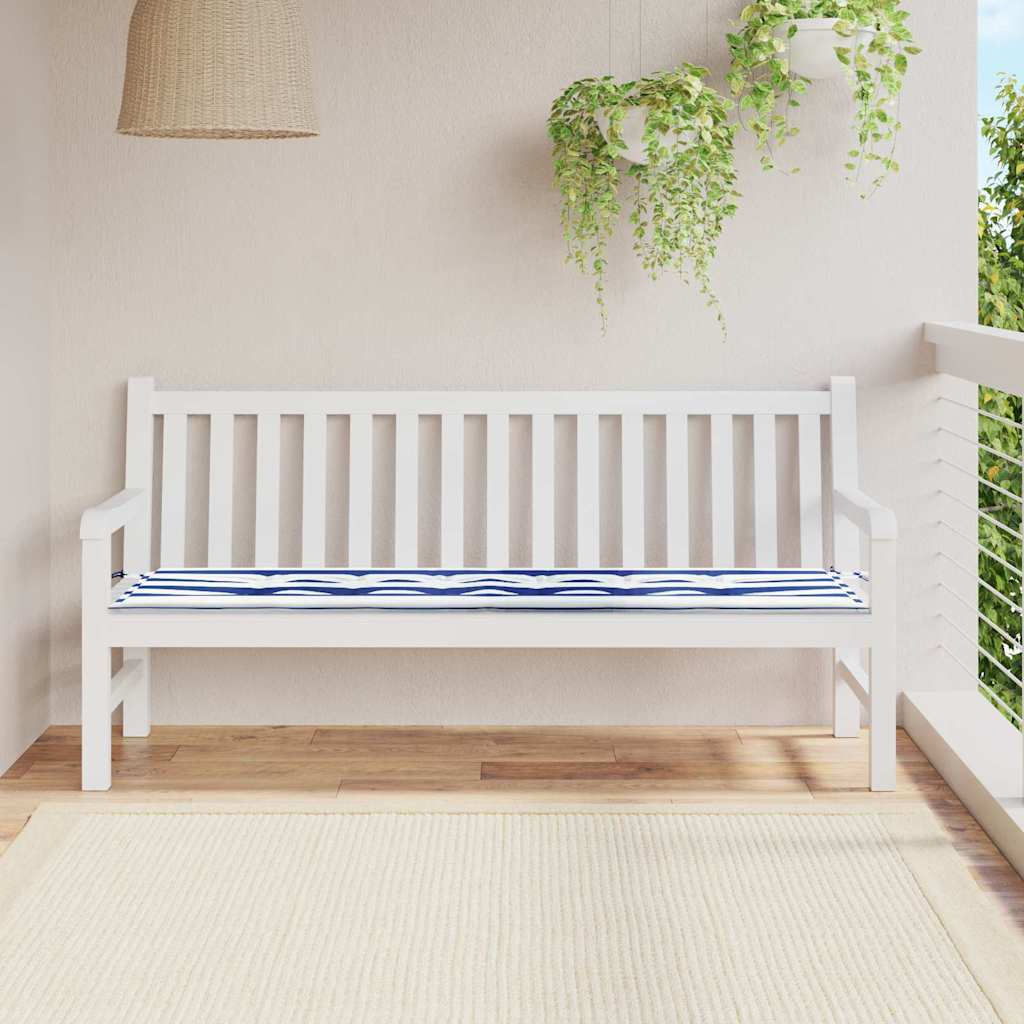 Utendørs benkpute blå og hvite striper 180x50x4 cm Oxford stoff