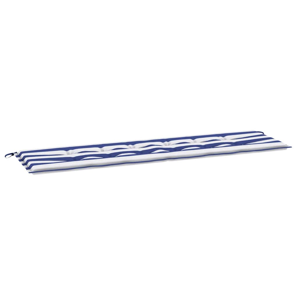 Utendørs benkpute blå og hvite striper 180x50x4 cm Oxford stoff