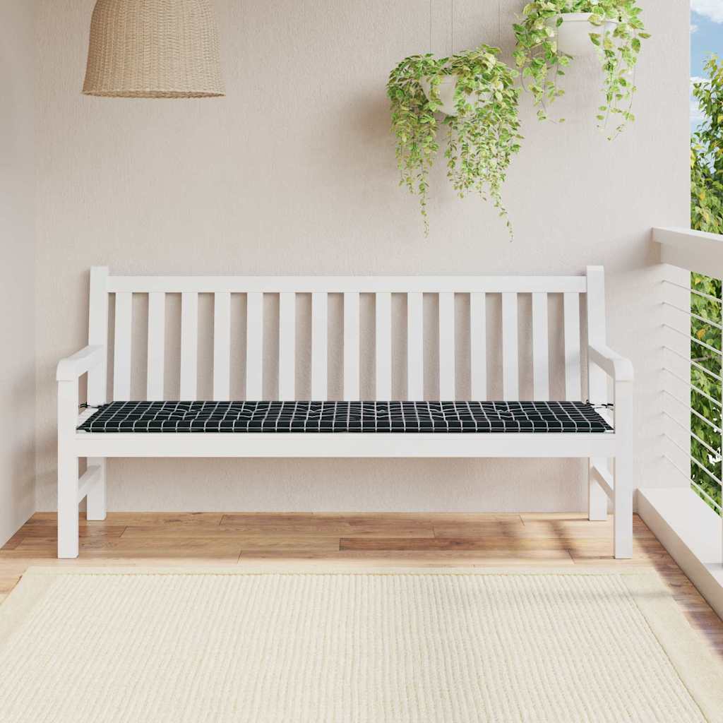 Hagebenkpute - Svart rutemønster - 180 x 50 x 4 cm - Oxford-stoff