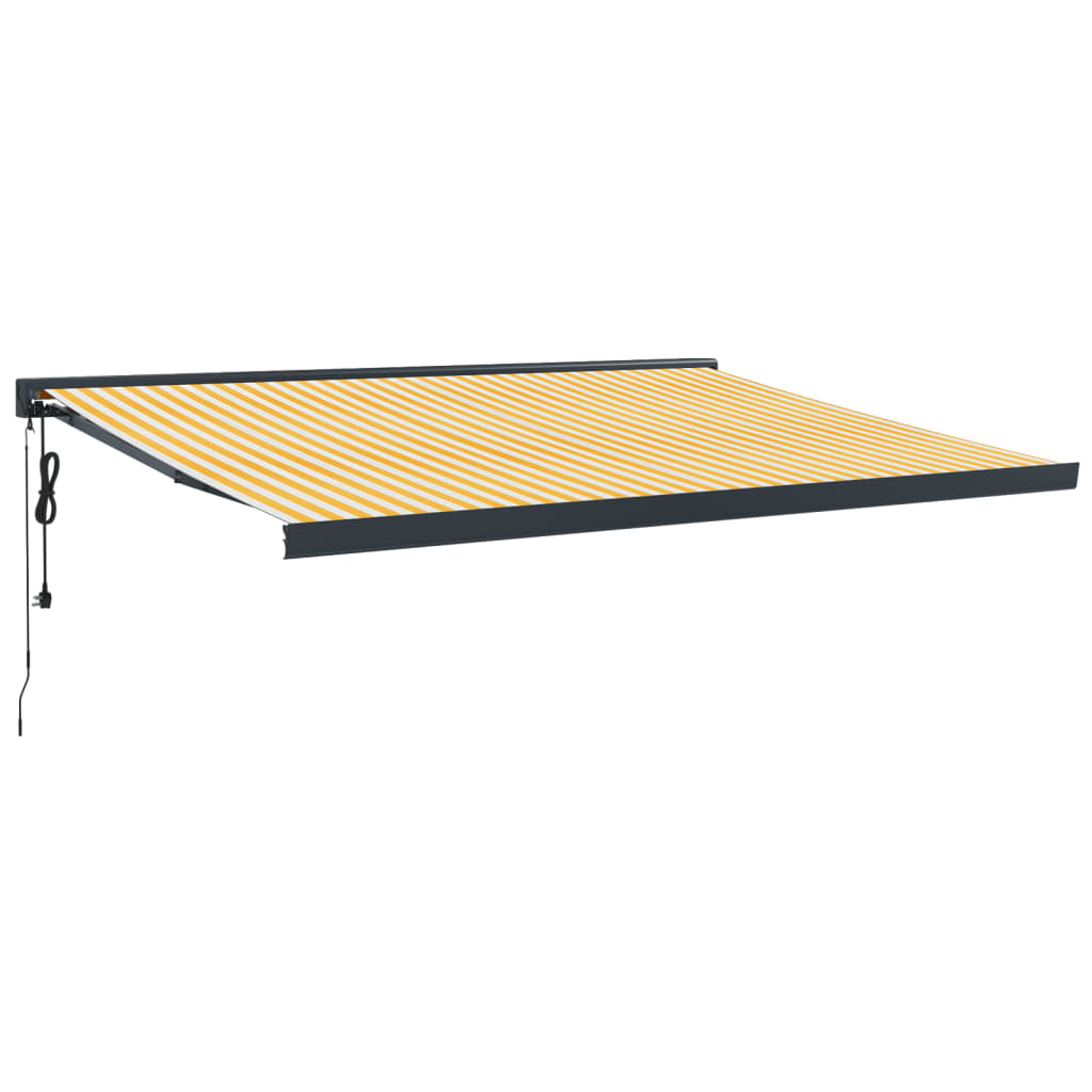 Uttrekkbar markise gul og hvit 4x3 m stoff og aluminium
