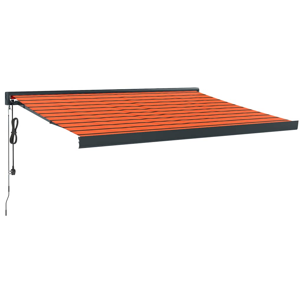 Uttrekkbar markise oransje og brun 3,5x2,5 m stoff og aluminium