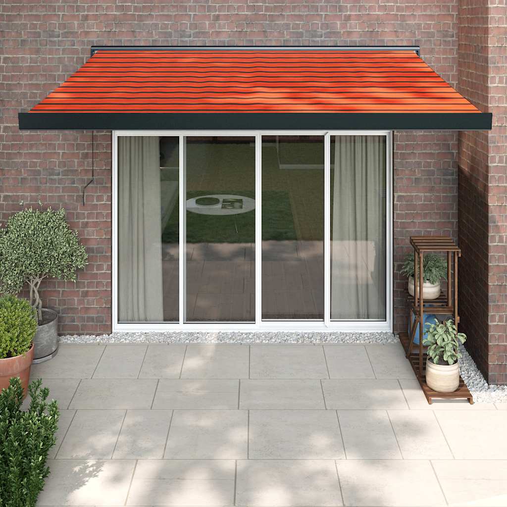 Uttrekkbar markise oransje og brun 3,5x2,5 m stoff og aluminium