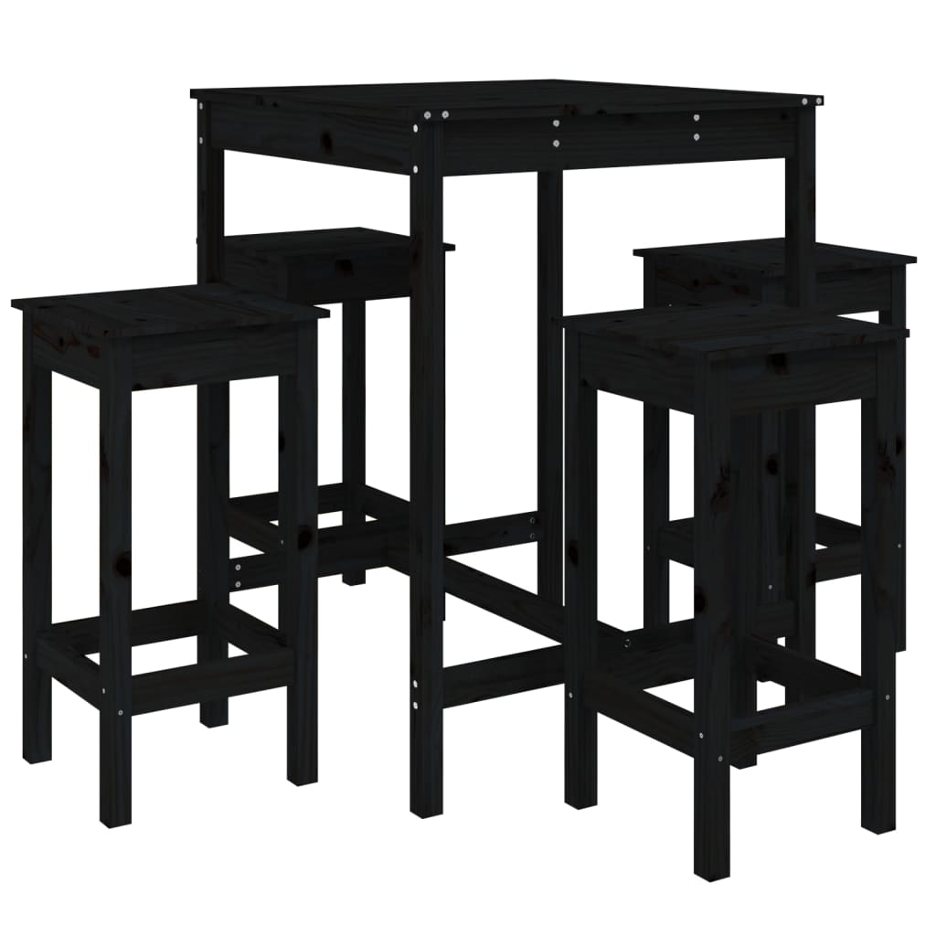Hagebarsett 5 deler svart heltre furu