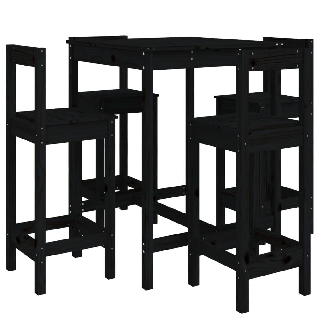 Hagebarsett 5 deler svart heltre furu