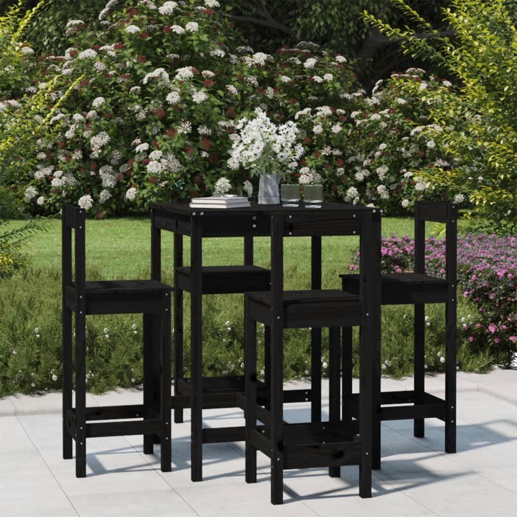 Hagebarsett 5 deler svart heltre furu
