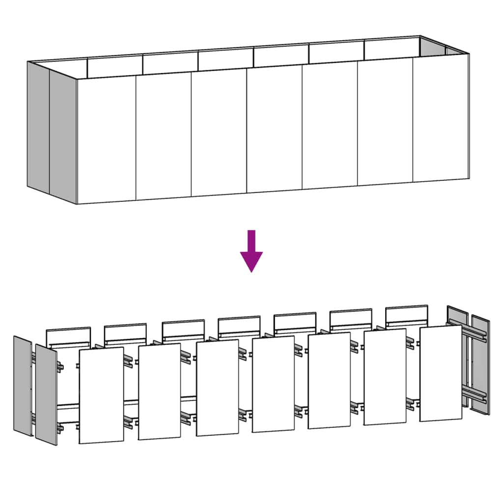 Høybed 280x80x80 cm cortenstål