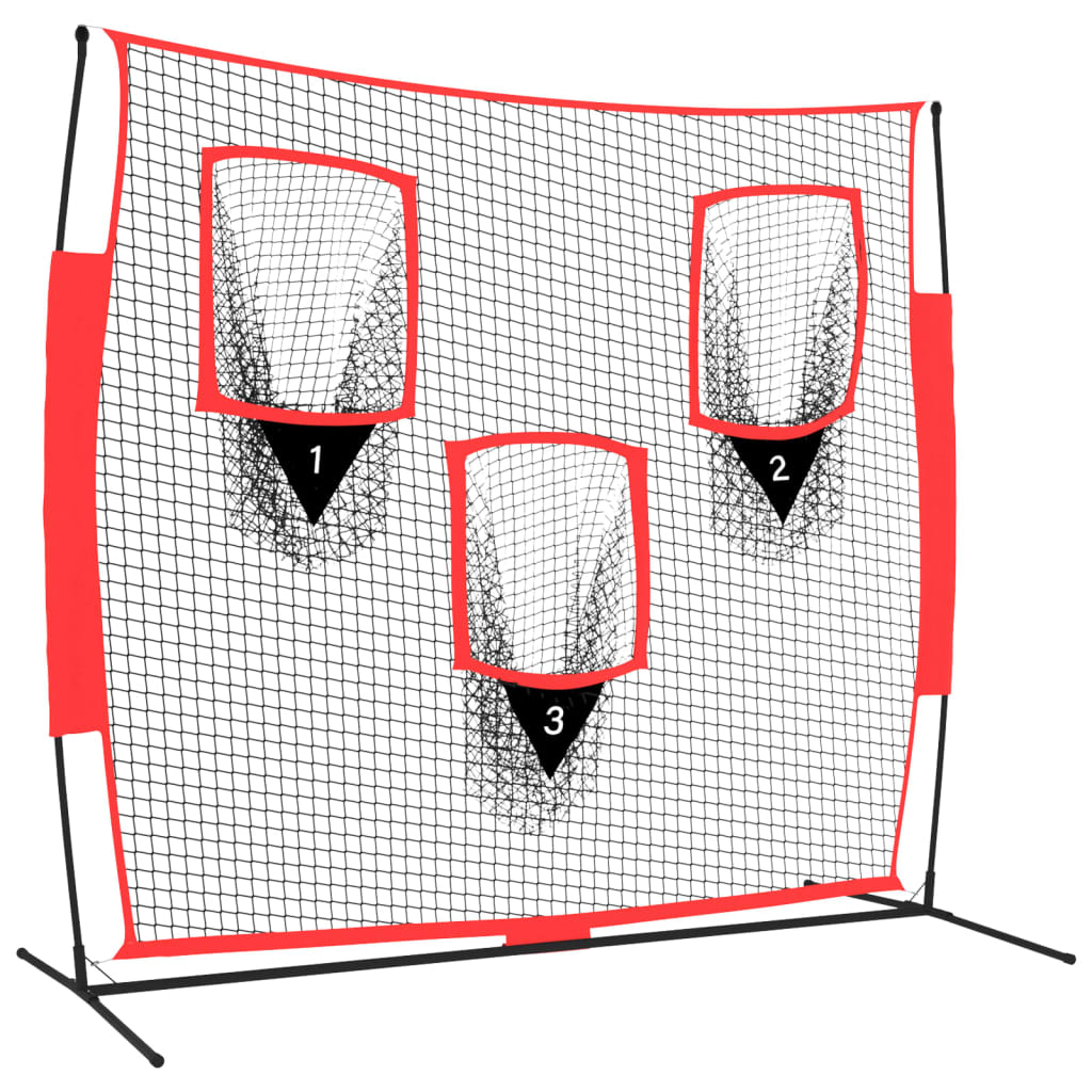 Bærbart baseballnett svart og rød 183x105x183 cm polyester